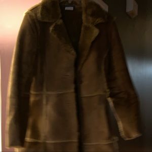 Delias Full Lenght Suede Coat Faux Fur Lined